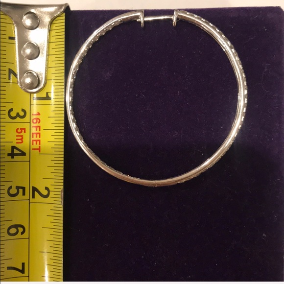 Diamond Hoop 14K white gold earrings 1 7/8” ⌀ - Picture 6 of 7